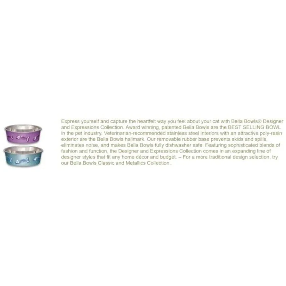 Loving Pets Fish Bella Bowl for Cat, X-Small, Lilac Fish Skeleton - New